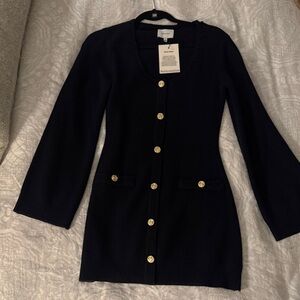 Reformation Black Mini Dress with Gold Buttons